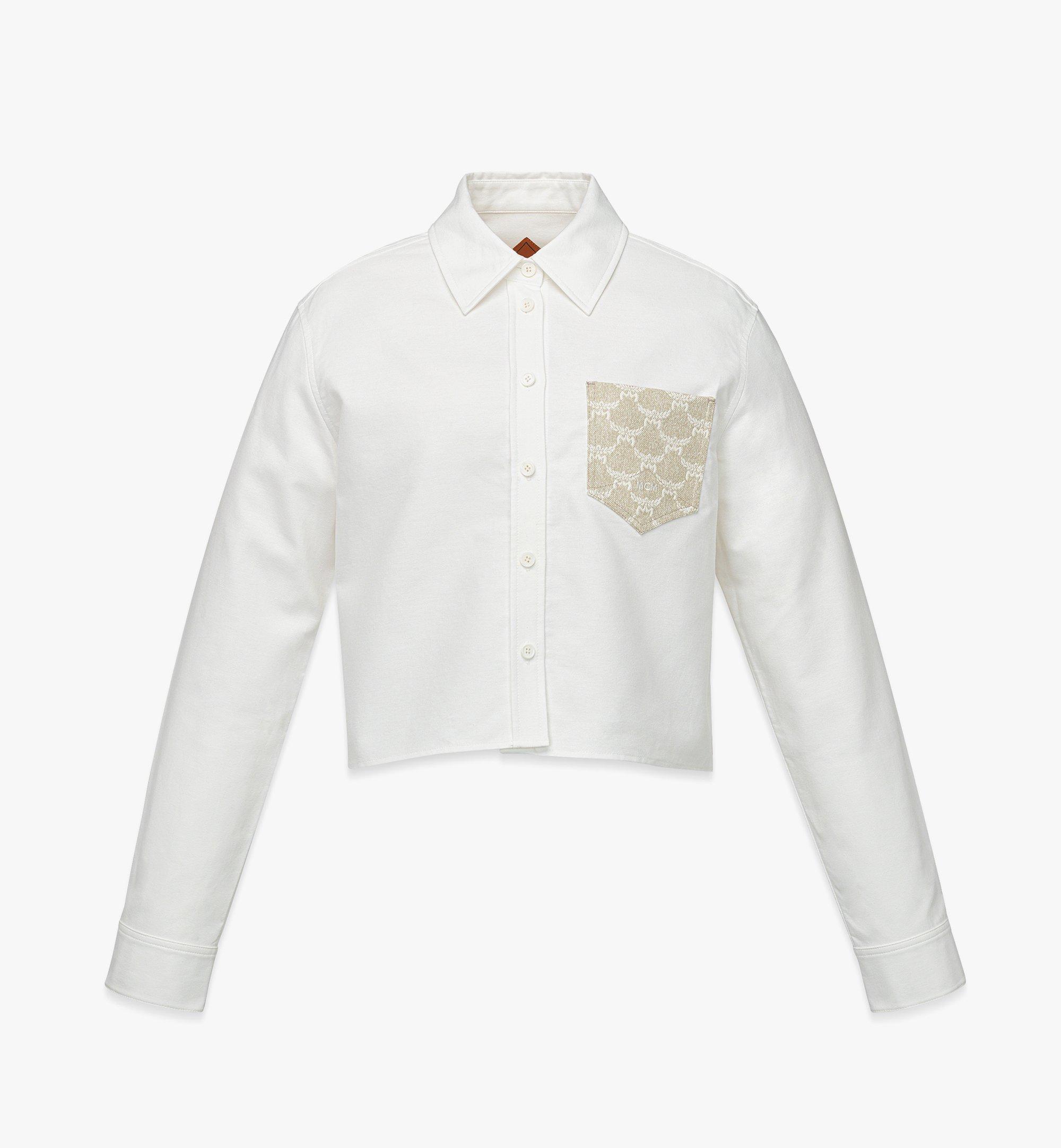 Cropped Oxford Shirt with Jacquard Pocket 1